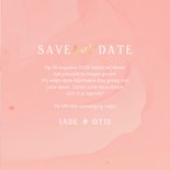 Hippe save the date kaart satijnlook in roze met goudfolie 3