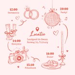 Hippe trouwkaart uitnodiging trouwringen doodle tijdlijn  2