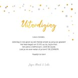 Hippe uitnodiging feestje met goud en zilver confetti 3