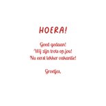 Hoera geslaagd kaart met rood wit blauw bloemen 3