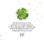 Hoopvolle nieuwjaarskaart klavertje 4 sterrenconfetti goud 3