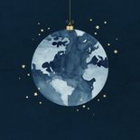 Internationale zakelijke kerstkaart wereldbol foto sterren 2