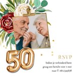 Jubileumkaart 50 jaar getrouwd botanisch ballon 2