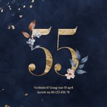 Jubileumkaart 55 jaar goud met aquarel bloemen 2