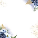 Jubileumkaart blauwe rozen foto Achterkant