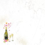 Jubileumkaart champagne en aquarelbloemen  2
