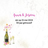 Jubileumkaart champagne en aquarelbloemen  2