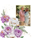 Jubileumkaart dubbele rozen met goudfolie 2