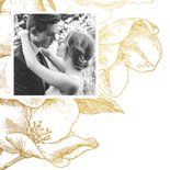 Jubileumkaart gouden bloemen met foto en jaartal 2