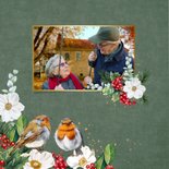 Jubileumkaart roodborstje botanische bloemen en takken 2