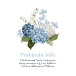 Jubileumkaart uitnodiging stijlvol hortensia's bloemen blauw 2