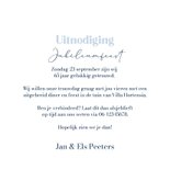 Jubileumkaart uitnodiging stijlvol hortensia's bloemen blauw 3