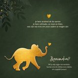 Jungle geboortekaartje jongen met gouden silhouet olifant 2