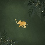 Jungle geboortekaartje jongen met gouden silhouet olifant Achterkant