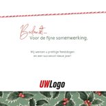 Kerst kado zakelijk hulst patroon label 3