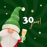 Kerst verjaardagskaart gnome kabouter champagne proost 2