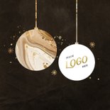 Kerstborrel uitnodiging met marmer kerstbal en logo 2