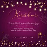 Kerstdiner uitnodiging paars lampjes confetti goudlook 3