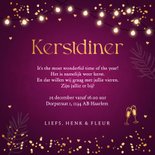 Kerstdiner uitnodiging paars lampjes confetti goudlook 3