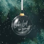 Kerstkaart 2027 gouden kerstballen groene takken 2