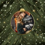 Kerstkaart baby on the way sprankelend kerstballen foto 2