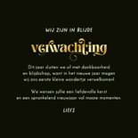 Kerstkaart baby on the way sprankelend kerstballen foto 3