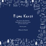Kerstkaart blauw wit lijntekeningen eigen foto fijne kerst 3