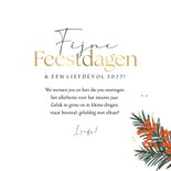 Kerstkaart bonte kerstboom kerstbal kerstknuffel goud hartje 3