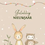 Kerstkaart - Bosdieren met kerstlampjes 2