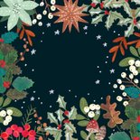 Kerstkaart botanische kerstkrans om foto Achterkant