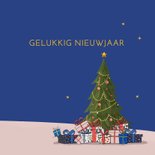 Kerstkaart busje met kerstman en boom 3