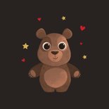 Kerstkaart dikke knuffel beer hartjes sterren kerstkmuts 2