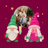 Kerstkaart fijne kerst vrouwelijke kabouter goud 2026 2