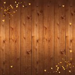 Kerstkaart foto hout kerstkrans confetti goudlook Achterkant