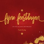 Kerstkaart fotocollage Fijne Feestdagen rood met goud 3