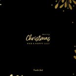 Kerstkaart fotocollage met besjes en takjes goud 3