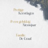 Kerstkaart gouden duiven blauwe waterverf en typografie 3