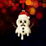 Kerstkaart grappige sneeuwpop kerstbal 2