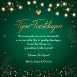 Kerstkaart groen foto lampjes confetti koperlook hartjes 3