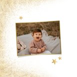 Kerstkaart grote foto gezellige kerst gouden rand 2