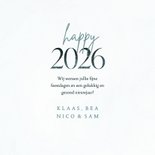 Kerstkaart happy 2026 lichtblauw met sneeuwvlokken 3