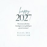 Kerstkaart happy 2027 lichtblauw met sneeuwvlokken 3