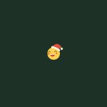 Kerstkaart happy birthday emoji met kerstmuts Achterkant