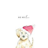 Kerstkaart - Hond met kerstmuts 2