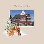 Kerstkaart huisjes in sneeuw voor verhuizen 2