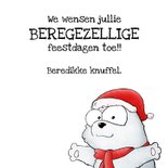 Kerstkaart ijsbeer beregezellig kerstfeest! 3