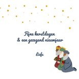Kerstkaart illustratie geboorte Jezus kerststal 3