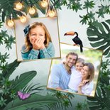 Kerstkaart jungle lampjes bladeren groen goud foto 2
