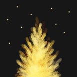 Kerstkaart kerstboom goud 2