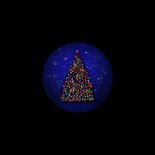 Kerstkaart kerstboom lichtjes en sneeuw Achterkant